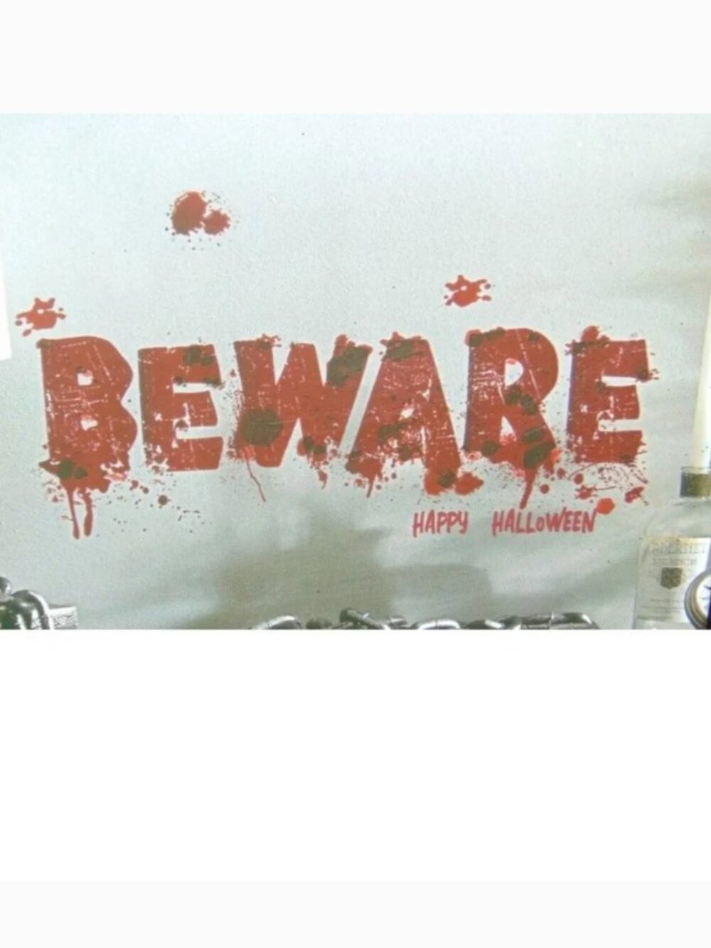 Reuseable Wall Decal HAPPY HALLOWEEN Bloody Hand Print Vinyl Art Home Decoration